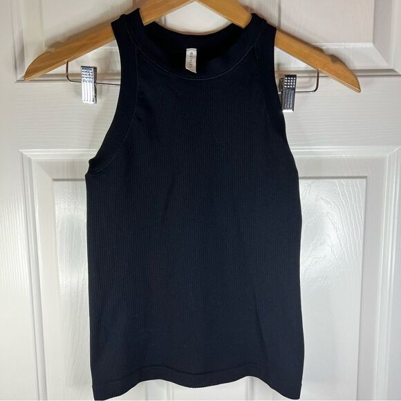 Athleta Cropped XS Tank Black Basic Ribbed‎ Brand New Supportive - Picture 1 of 5